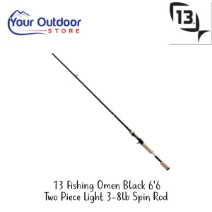 13 Fishing Omen Black 6'6 Two Piece Light 3-8lb Spin Rod