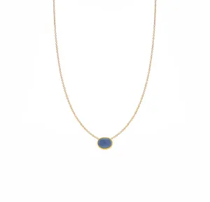 14 Karat Yellow Gold Bezel Necklace with Tanzanite