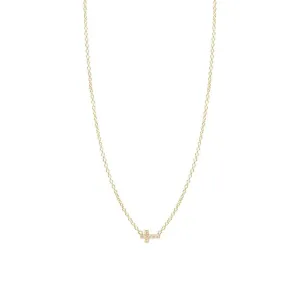 14K GOLD ITTY BITTY PAVE DIAMOND CROSS NECKLACE