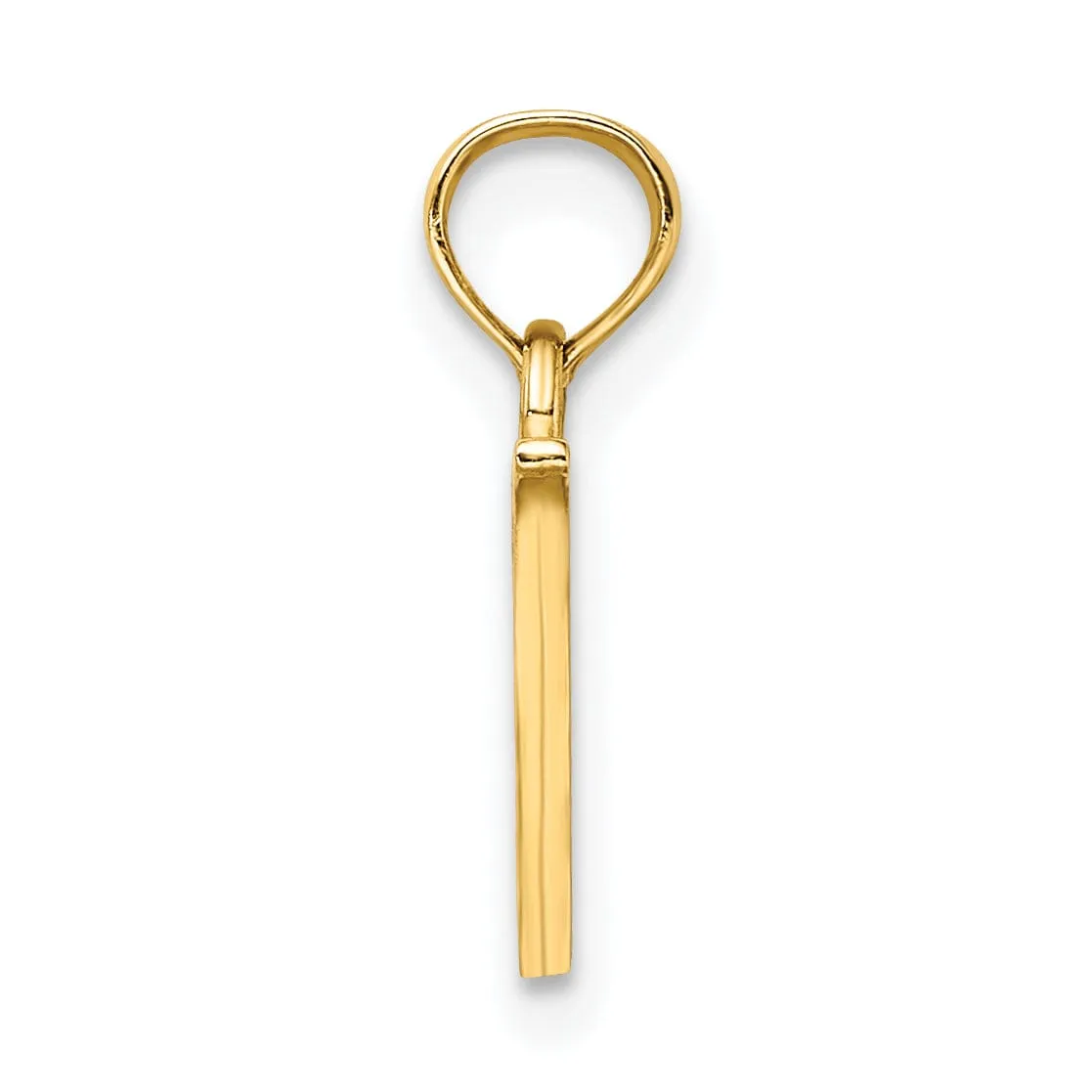 14K Yellow Gold Block Design Small Letter V Initial Charm Pendant