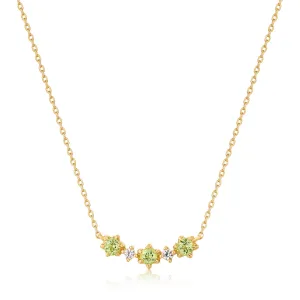 14kt Gold Peridot and White Sapphire Necklace