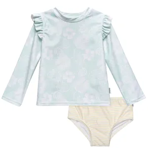 2-Piece Infant and Toddler Girls UPF 50  Tropical Rash Guard & Swim Bottoms Set
