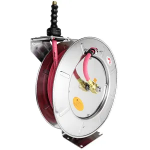 2755-2538SS - Milton® Industrial Stainless Steel Hose Reel Retractable, 3/8" ID x 25' EPDM Hose w/ 3/8" NPT, 300 PSI