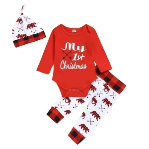 3-Piece Baby "My 1st Christmas" Onesie Matching Set
