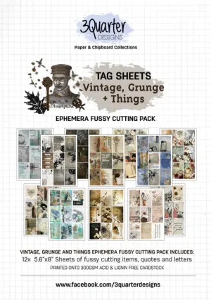 3Quarter Designs Ephemera Fussy Cutting Pack - Vintage, Grunge   Things