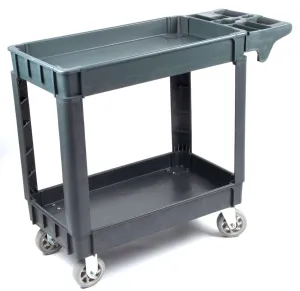 600 lbs Heavy Duty Plastic Rolling Utility Cart for Warehouse/Garage/Restaurants/Offices, HDPE Shelves, 5" Caster Wheelss
