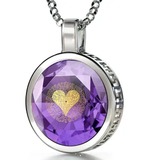 925 Sterling Silver  I Love You Necklace 24k Gold Inscribed 120 Languages