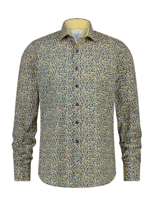 A Fish Named Fred - Minimal Flower Shirt - Navy/Yellow