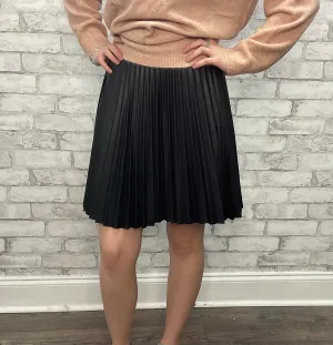 ACCORDION PLEATED, FAUX LEATHER, SKIRT
