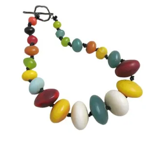 African Inspired Trade Bead Statement Necklace Multi-colored Beads