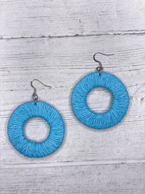 Alisha D Light Blue Raffia Earrings