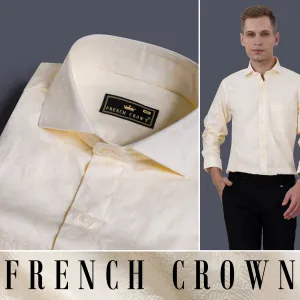 Almond Beige Jacquard Textured Premium Giza Cotton Shirt