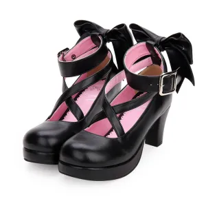 Angelic Imprint Princess Black White High Heels Shoes