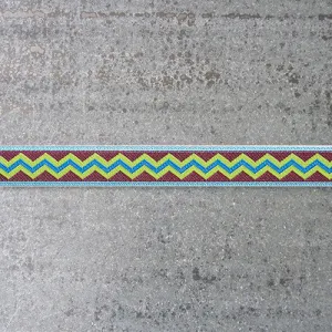 Anna Maria Ribbon : Meander - Folksy - Aqua on Brown
