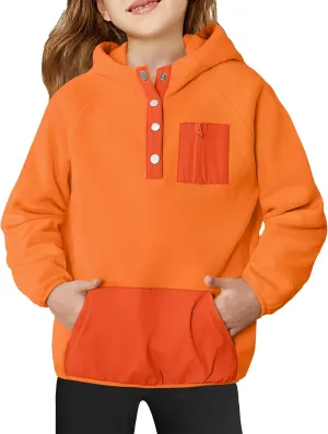 Arshiner Girls Fleece Pullover Hooded Sweatshirt Colorblock Sherpa Hoodie