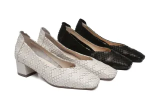 Australian Shepherd Leather Low Block Heel Women Sonja
