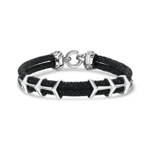 B518 StingHD Racing-Inspired Silver & Stingray Bracelet