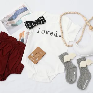 Baby Letter Print White Short-sleeve Romper