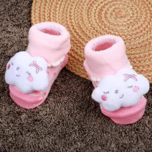 Baby Moo Sleeping Cloud Cotton Anti-Skid 3D Socks - Pink