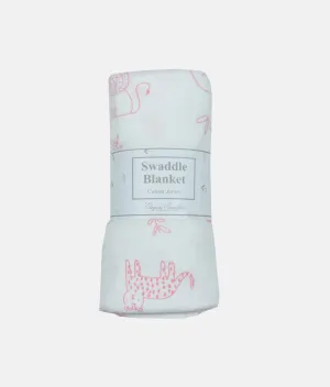 Baby Swaddling Blanket  - Pink Animal Print
