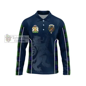 Bannatyne Tartan Long Sleeve Polo Shirt with Family Crest and Lion Rampant Vibes Sport Style
