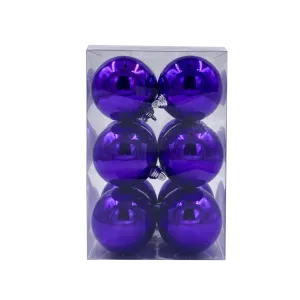 Bauble Shiny Purple 70mm - 12 Pack