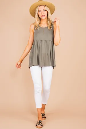 Better With You Light Olive Green Babydoll Tank