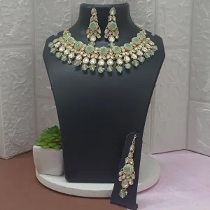 Bhavi Jewels Kundan Gold Plated Choker Necklace Set