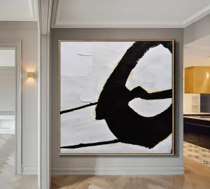 Black and White Abstract Painting Minimalist Art Modern Wall Art Decor Yp108