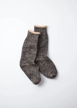 Black Brown Double Face Crew Socks