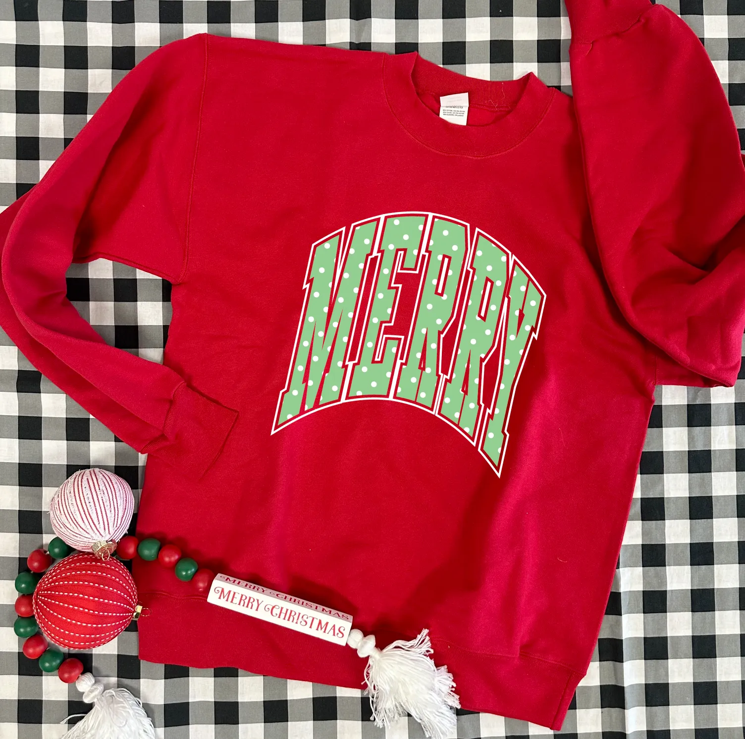BLACK FRIDAY 2024: "MERRY" Polkadots (*MULTIPLE STYLES AVAILABLE: BASIC VNECK & CREW NECK, BELLA CANVAS VNECK & CREW NECK, COMFORT COLORS SHORT SLEEVE & LONG SLEEVE, SWEATSHIRT*)
