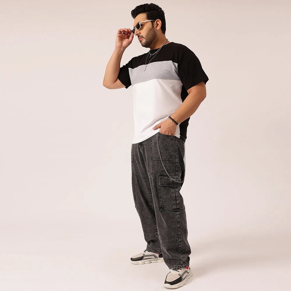 Black Grey White Color Block T-shirt