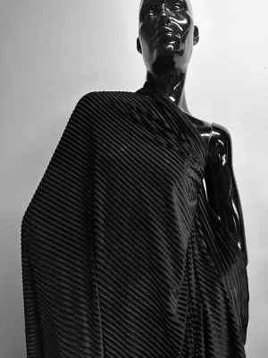Black Striped Sheer Velvet Jersey