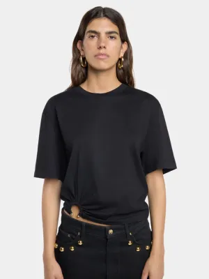 Black T-Shirt With Piercing