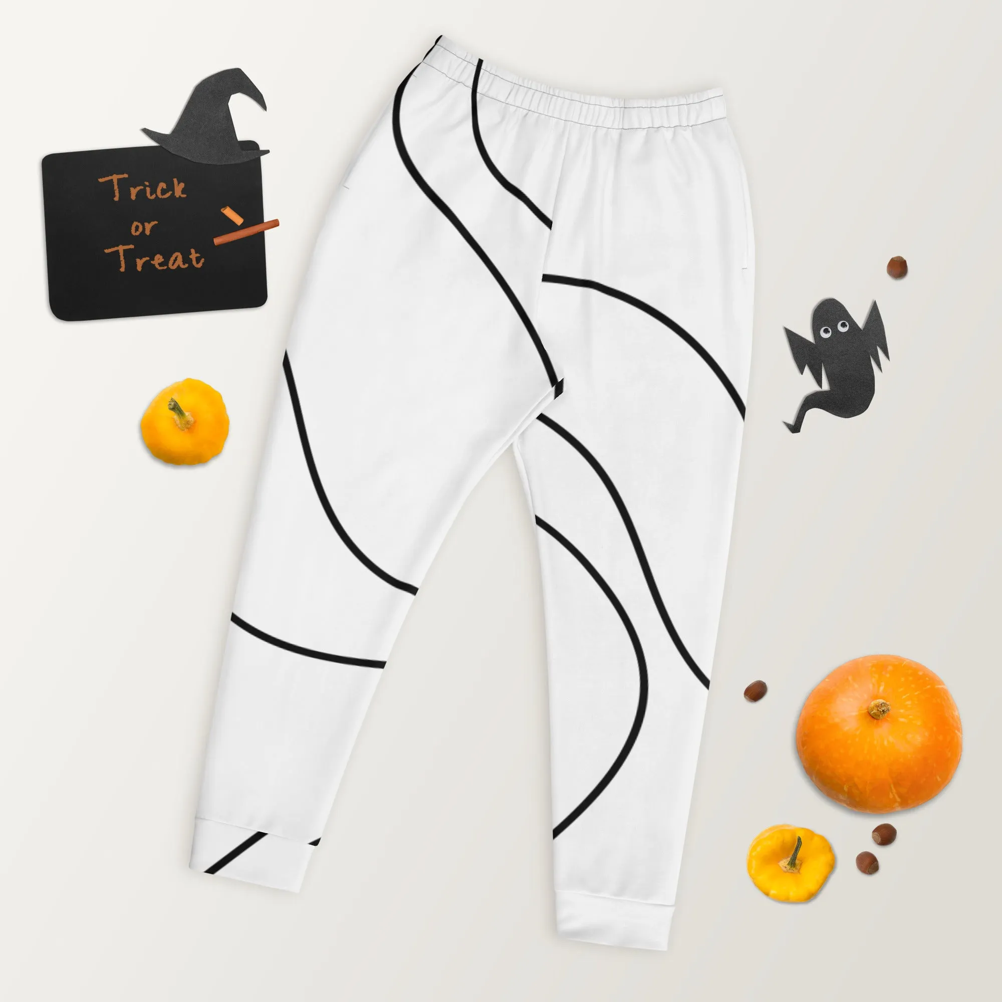 Black White Swirl Men's Joggers, Swirl Modern Striped Print Men's Sweatpants - Made in USA/EU/MX