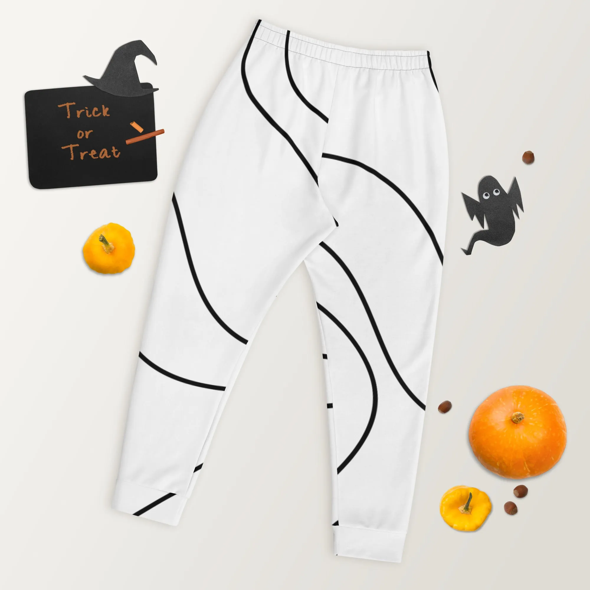 Black White Swirl Men's Joggers, Swirl Modern Striped Print Men's Sweatpants - Made in USA/EU/MX