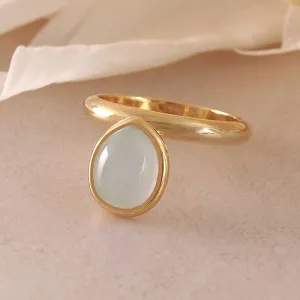 Blue Oval Glass Jewel Ring