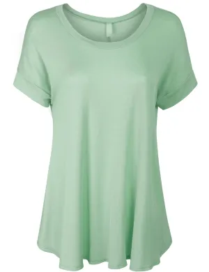 Boat Neck Short Sleeve Flowy Top T-shirts