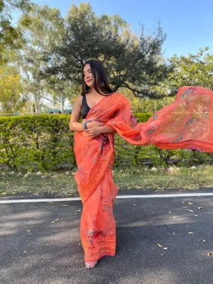Boutique Style Saree In Peach