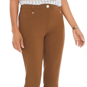 Brandy Brown Mid-Rise Tapered Ankle Trouser Pants