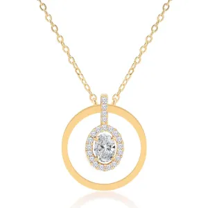 Brass 18k Rose Gold Oval Geometric Pendant For Women