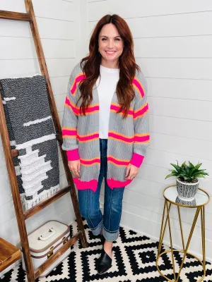 Bright Stripe Boyfriend Cardigan