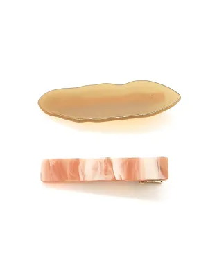 Bronze & Rose Shell Hair Clips  (2-Pack)