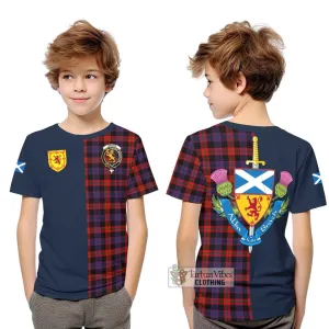 Brown (Broun) Tartan Kid T-Shirt Alba with Scottish Lion Royal Arm Half Style