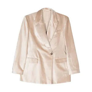 Brunello Cucinelli cotton blend velvet signature Jackets Beige