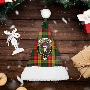 Buchanan Tartan Christmas Santa Hats with Family Crest