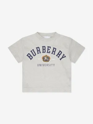 Burberry Girls Aldith Varsity T-Shirt in Grey