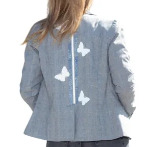 Butterflies Stripes Blazer -  - Black Plaid
