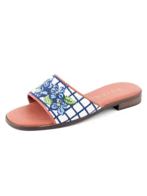 BY PAIGE - NEEDLEPOINT SANDAL IN HYDRANGEA
