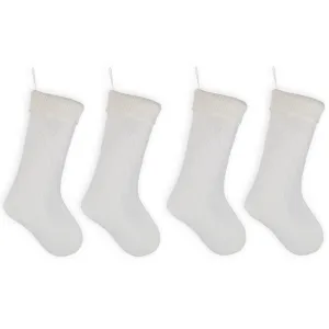Cable Knit Sweater with Ribbed Cuff Christmas Stocking Decoration 18.5 inches long - Pack of 4 - White